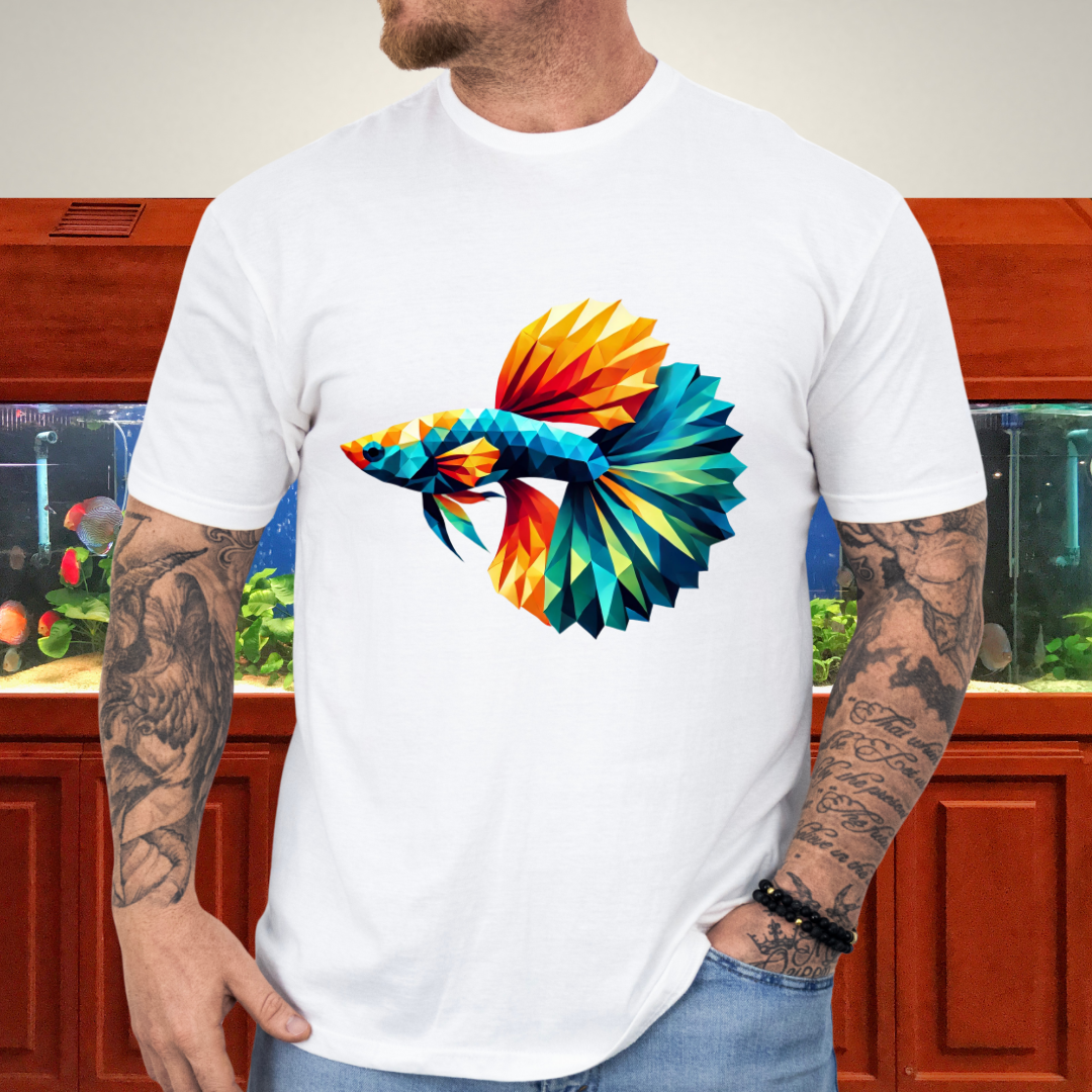 Geometric Guppy Fish T-Shirt – Polygonal Aquarium Style