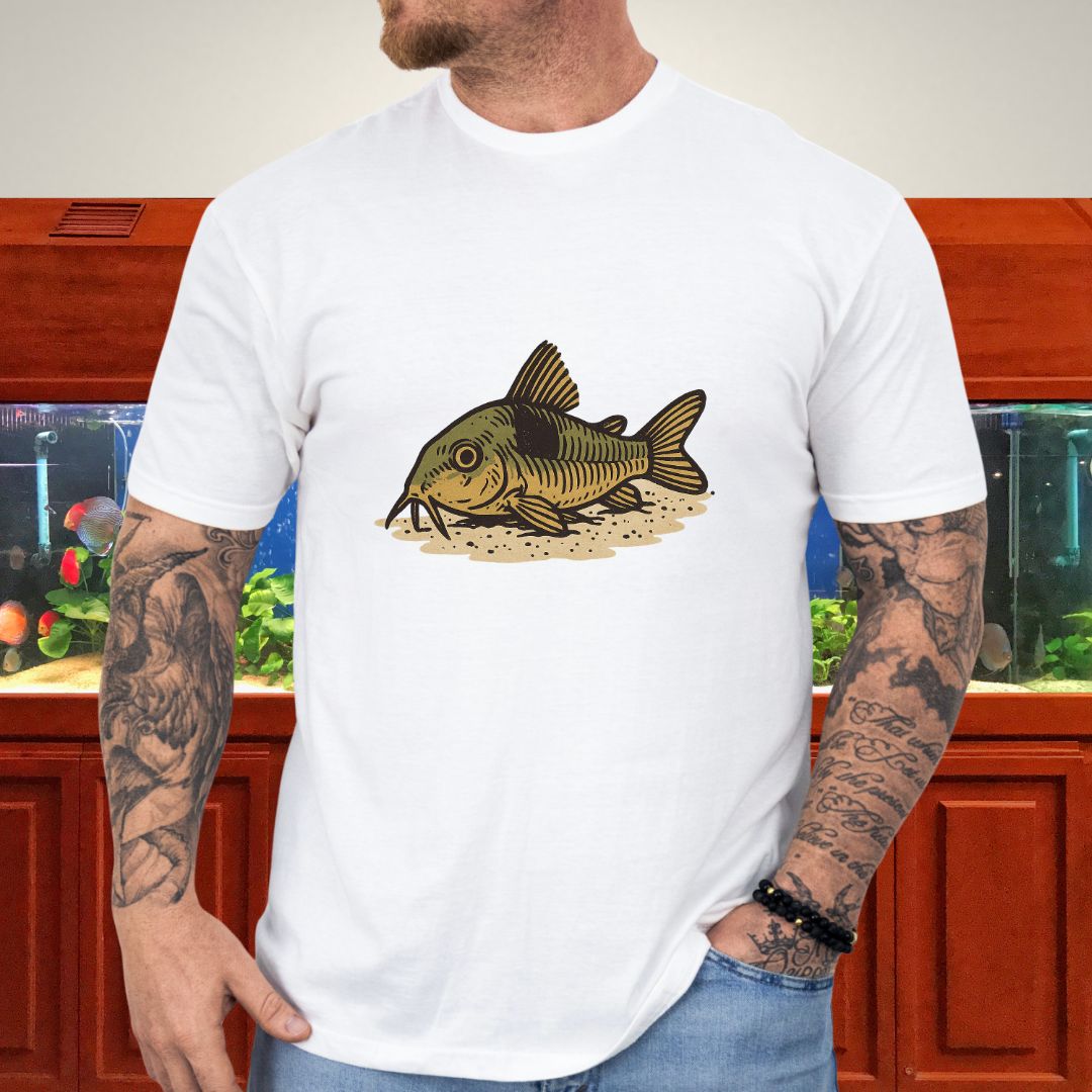Bronze Corydoras Tee – Realistic Sand Rest Design