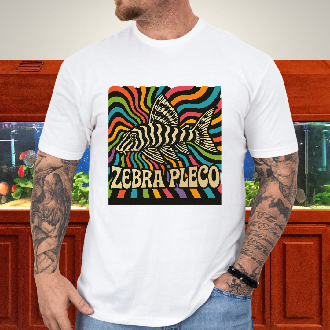 Zebra Pleco Tee – Psychedelic Rainbow Catfish Design