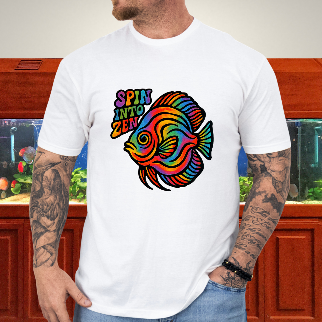 Rainbow Zen Discus Fish Tee – Psychedelic Aquarium Vibes