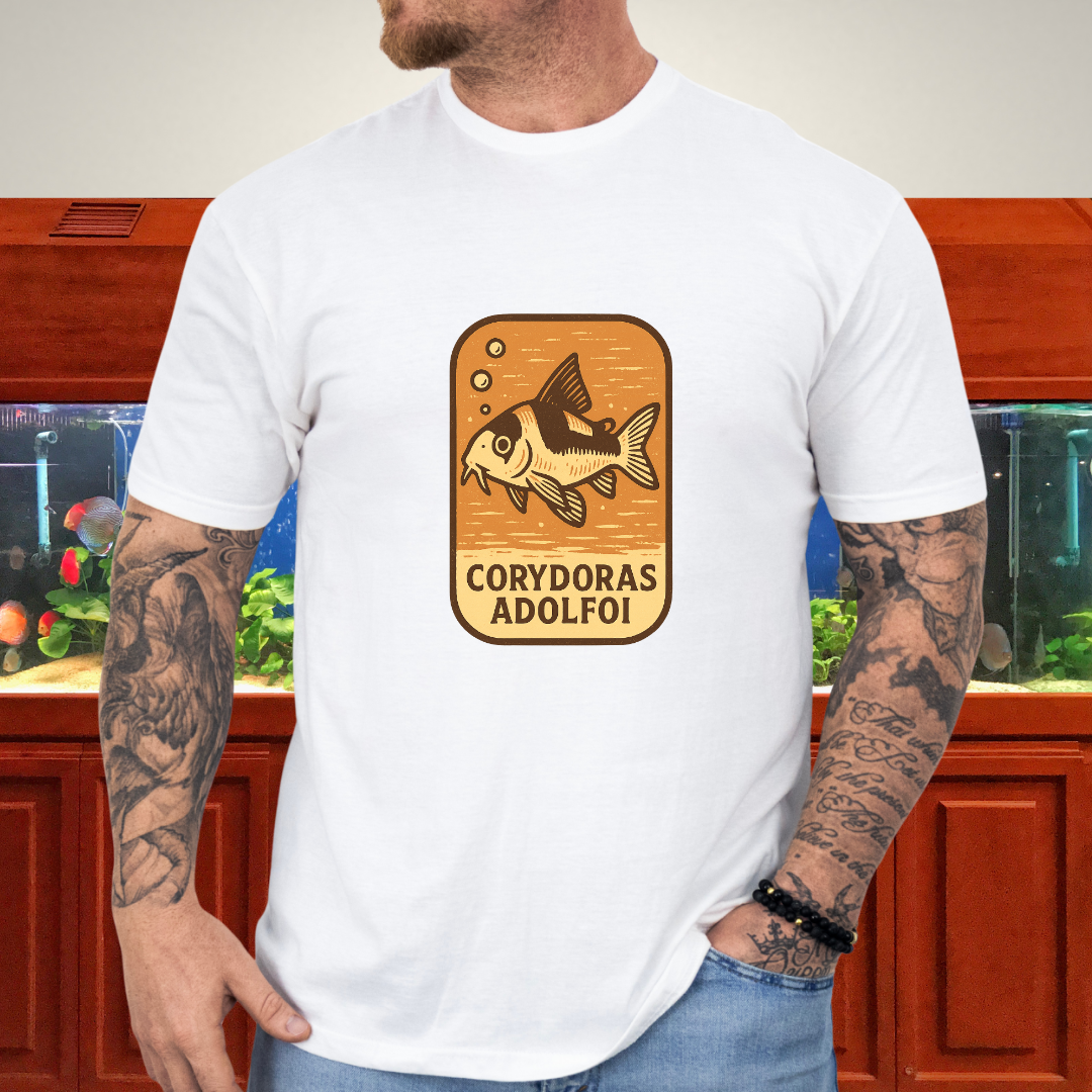 Retro Hover Tee – Corydoras Adolfoi Woodcut Style