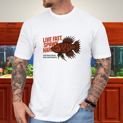 Live Fast, Spawn Hard Tee – Wolterstorffi Killifish Punk Design