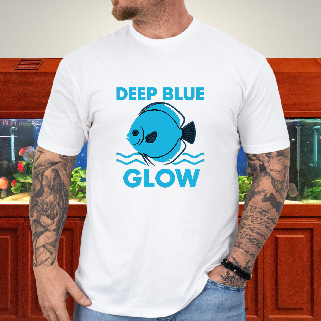 Deep Blue Glow Discus Fish Retro Tee