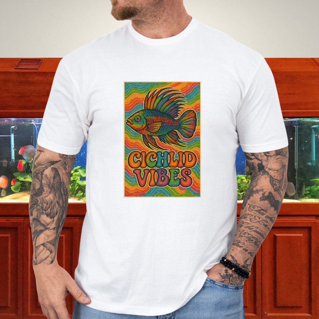 Cichlid Vibes Tee – Groovy Rainbow Apistogramma Design