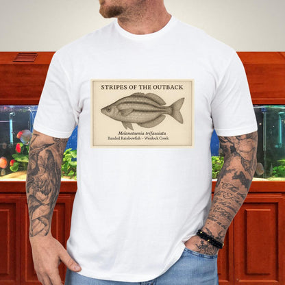 Stripes of the Outback Tee – Banded Rainbowfish Engraving