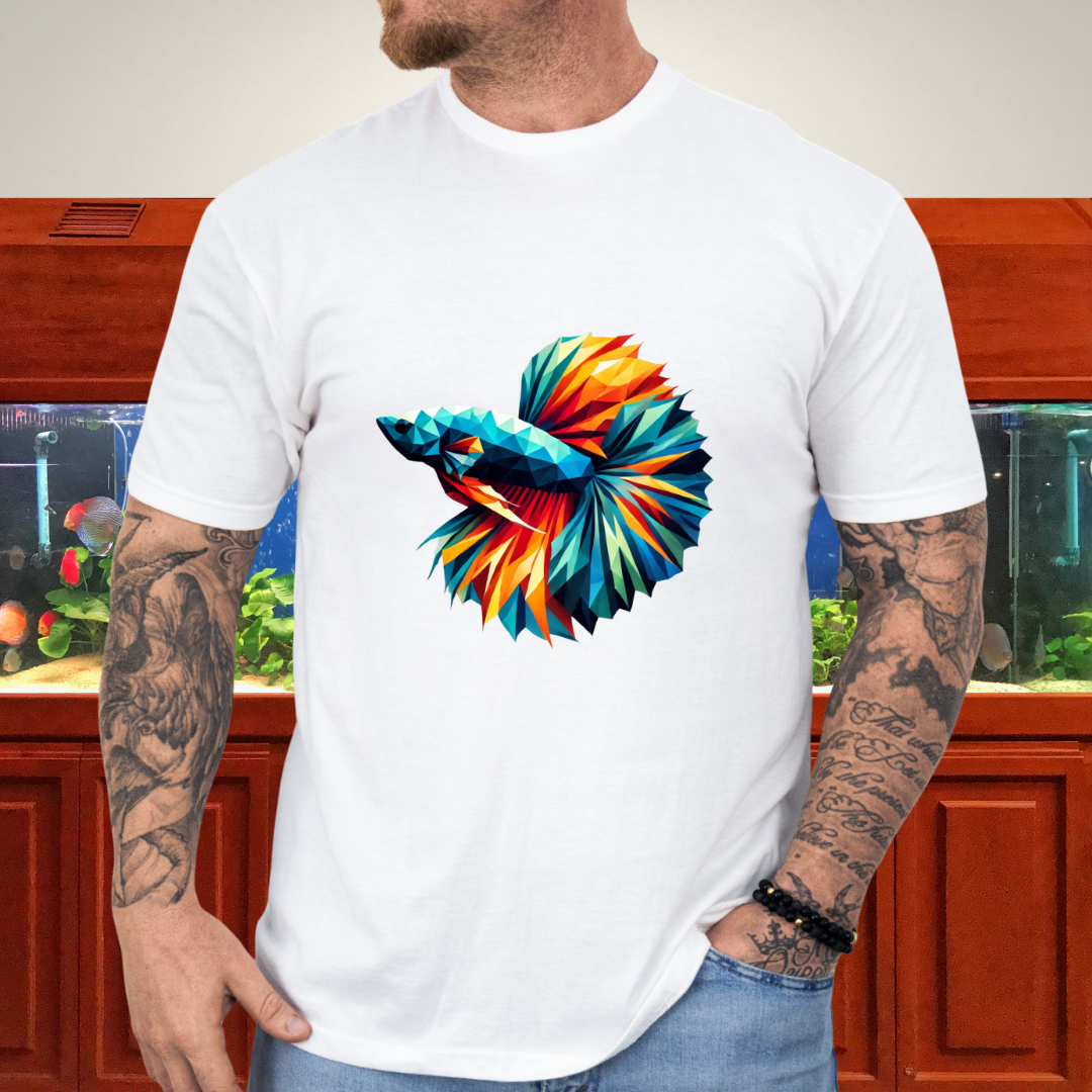 Geometric Betta Fish T-Shirt – Polygon Art Aquarium Style