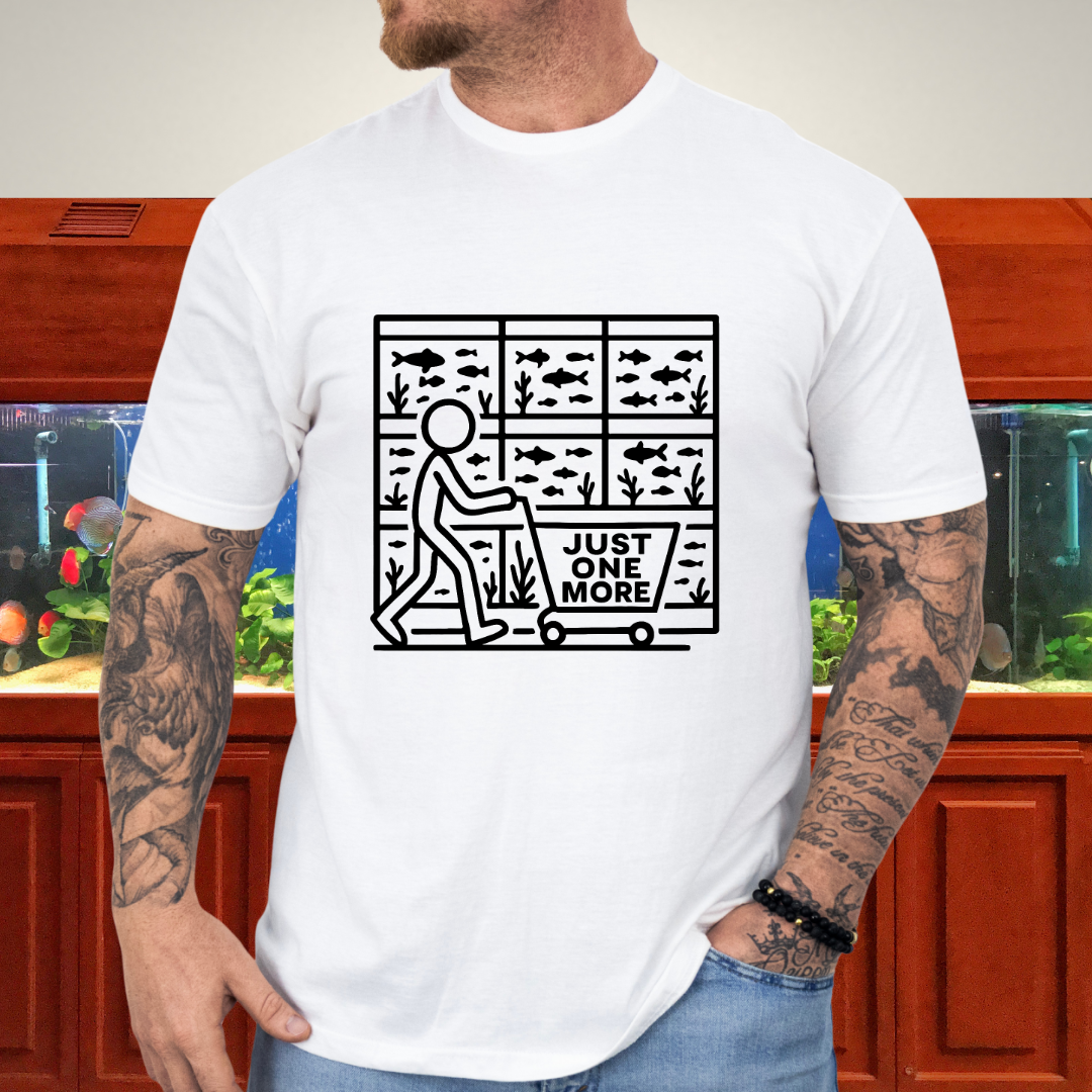 One More Tank T-Shirt – Stick Figure Aquarium Hobby Humor