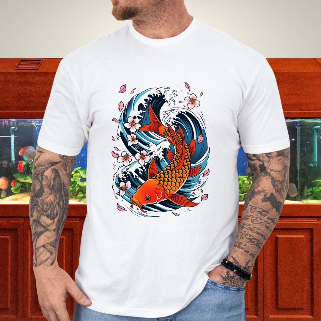 Koi Wave Graphic Tee – Tattoo Style Aquatic Shirt