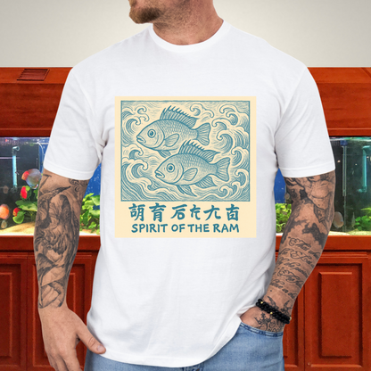 Spirit of the Ram Tee – Ukiyo-e Inspired Cichlid Design